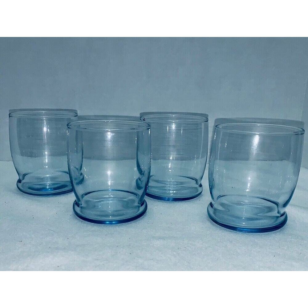 Set of 4 Libbey Misty Blue Tumbler Old Fashion Glasses 3-1/2" Tall X 3” Dia Vtg